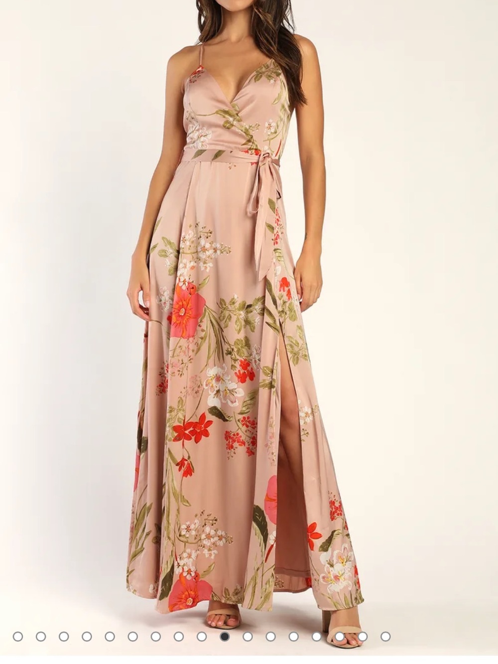 Lulu's Blush Floral Wrap Maxi Dress